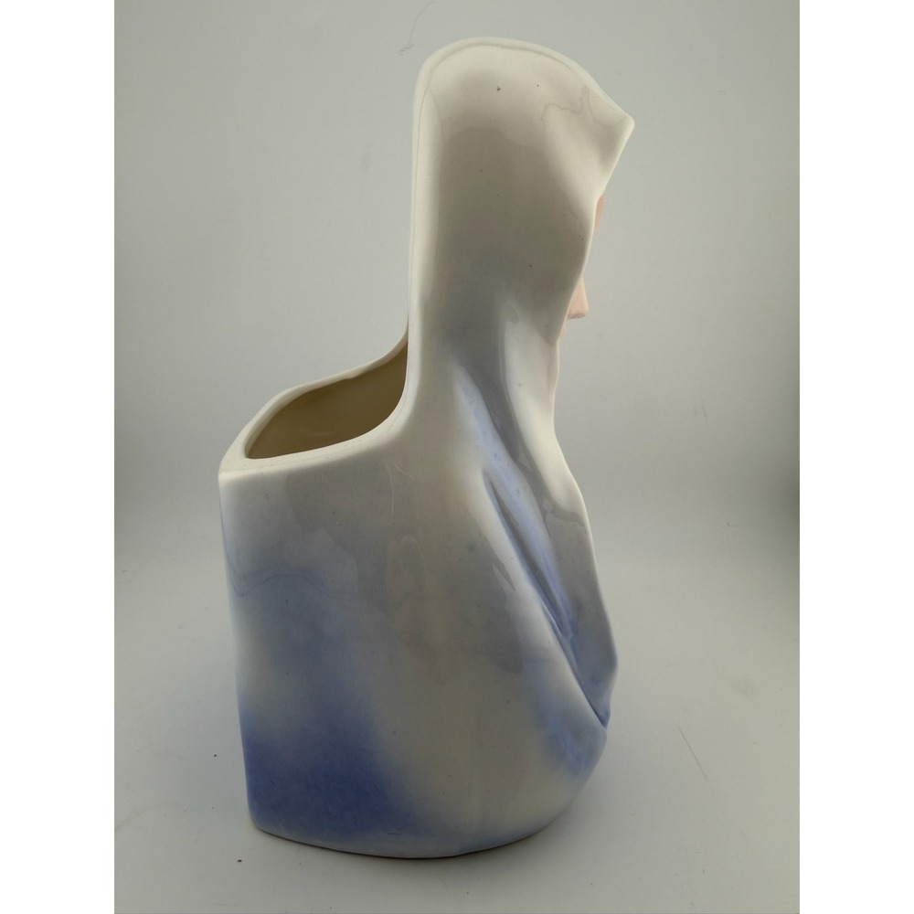 Relpo Virgin Mary Planter 8in Blue White Excellent Vintage Madonna Bust 6355 - Picture 7 of 10